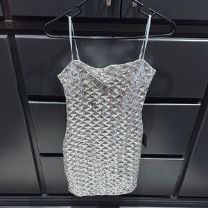 Lulu's Silver Sequin Mini Dress